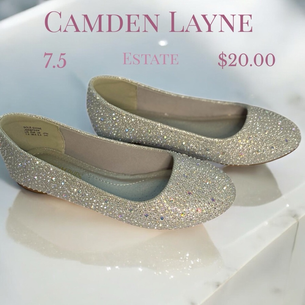 Caden Lane Glittering Flats - Silver